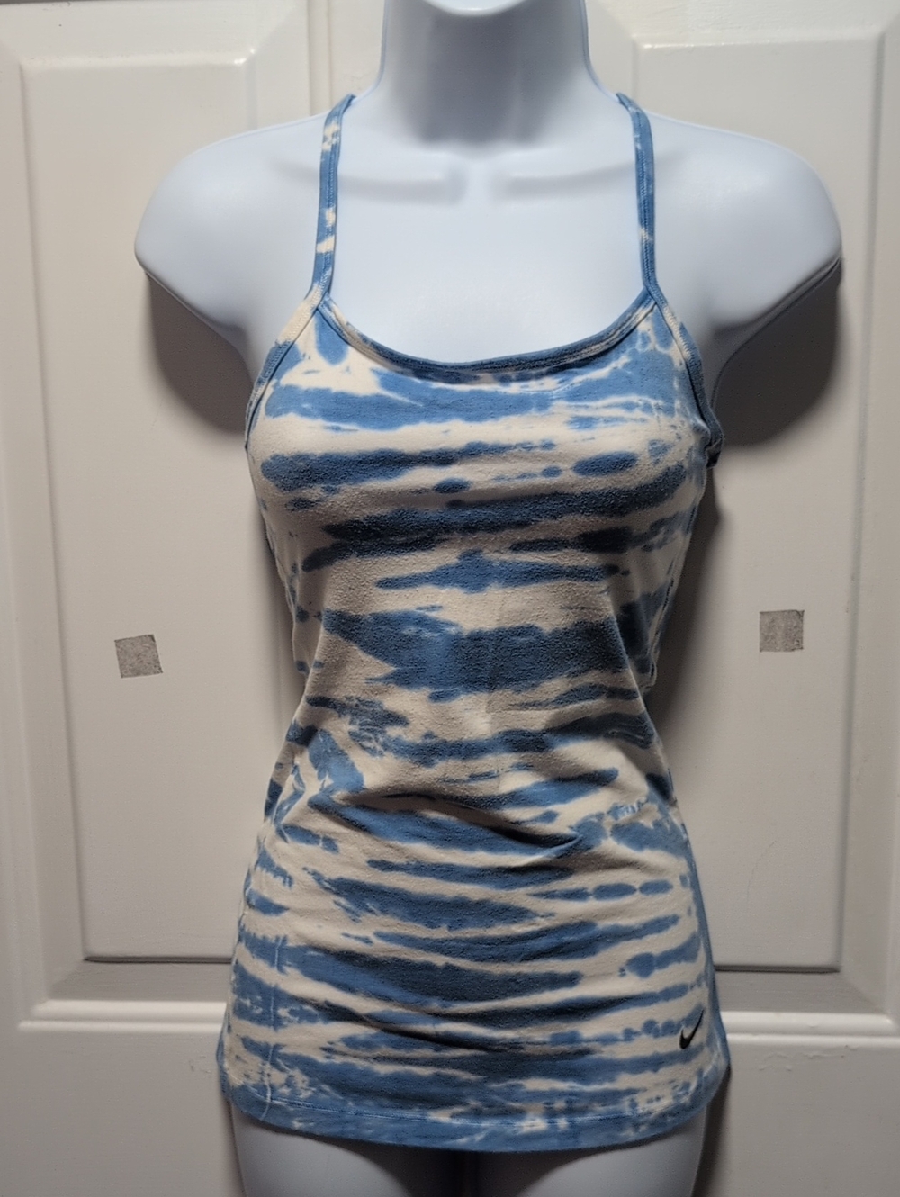 Nike Blue and Cream Tie-Dye Slim Racerback Tank